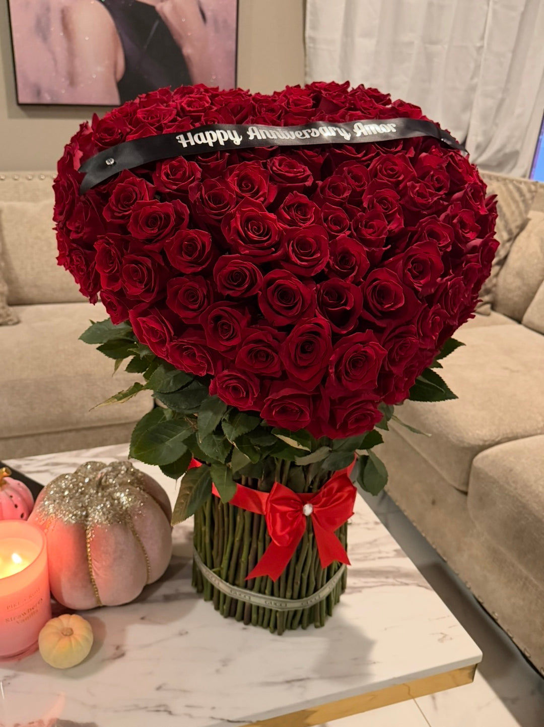 3D Heart of Love 150 red roses-Luxury Heart-Shaped Red Rose Arrangement