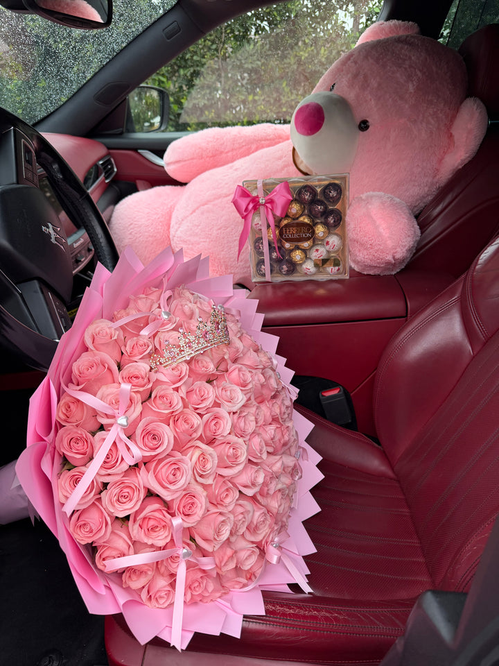 100 Sweet Pink Roses Long Stems