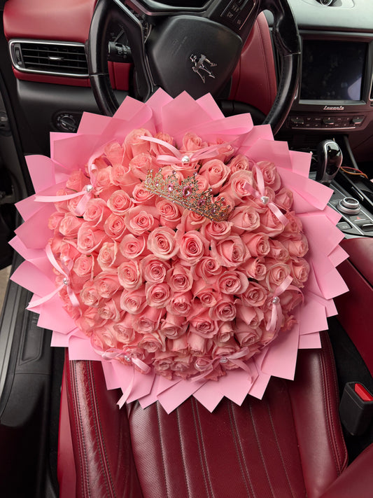 100 Sweet Pink Roses Long Stems