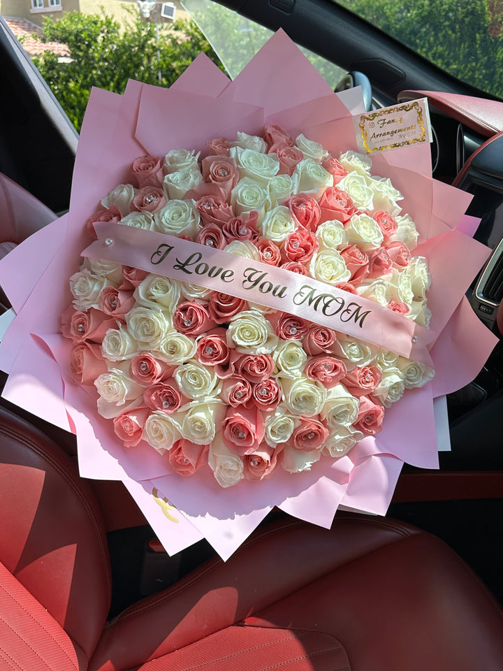 𝟏𝟎𝟎 𝐑𝐨𝐬𝐞𝐬 𝐋𝐨𝐧𝐠𝐬𝐭𝐞𝐦 𝐁𝐨𝐮𝐪𝐮𝐞𝐭 Mix roses