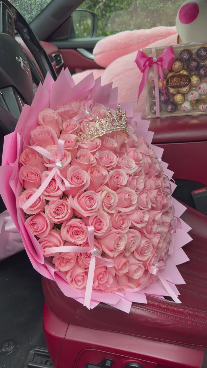 100 Sweet Pink Roses Long Stems