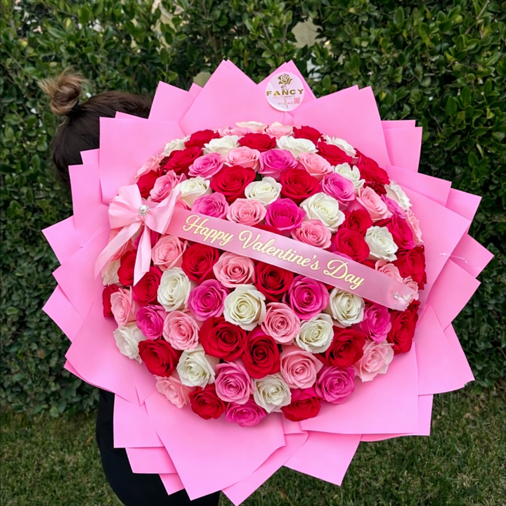 𝟏𝟎𝟎 𝐑𝐨𝐬𝐞𝐬 𝐋𝐨𝐧𝐠𝐬𝐭𝐞𝐦 𝐁𝐨𝐮𝐪𝐮𝐞𝐭 Mix roses
